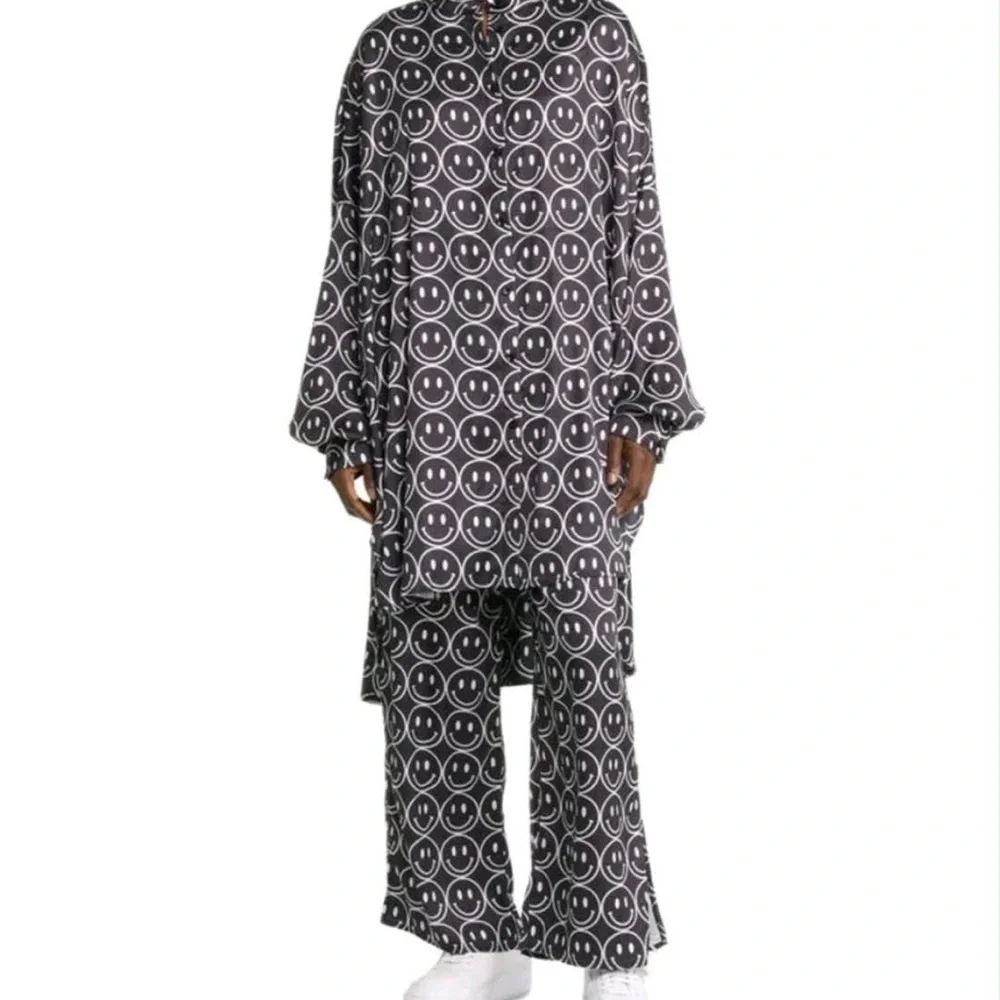 Dressed In Lala Smiley Face Women's Medium M Satin Playsuit Lounge Current Mood - Picture 8 of 9